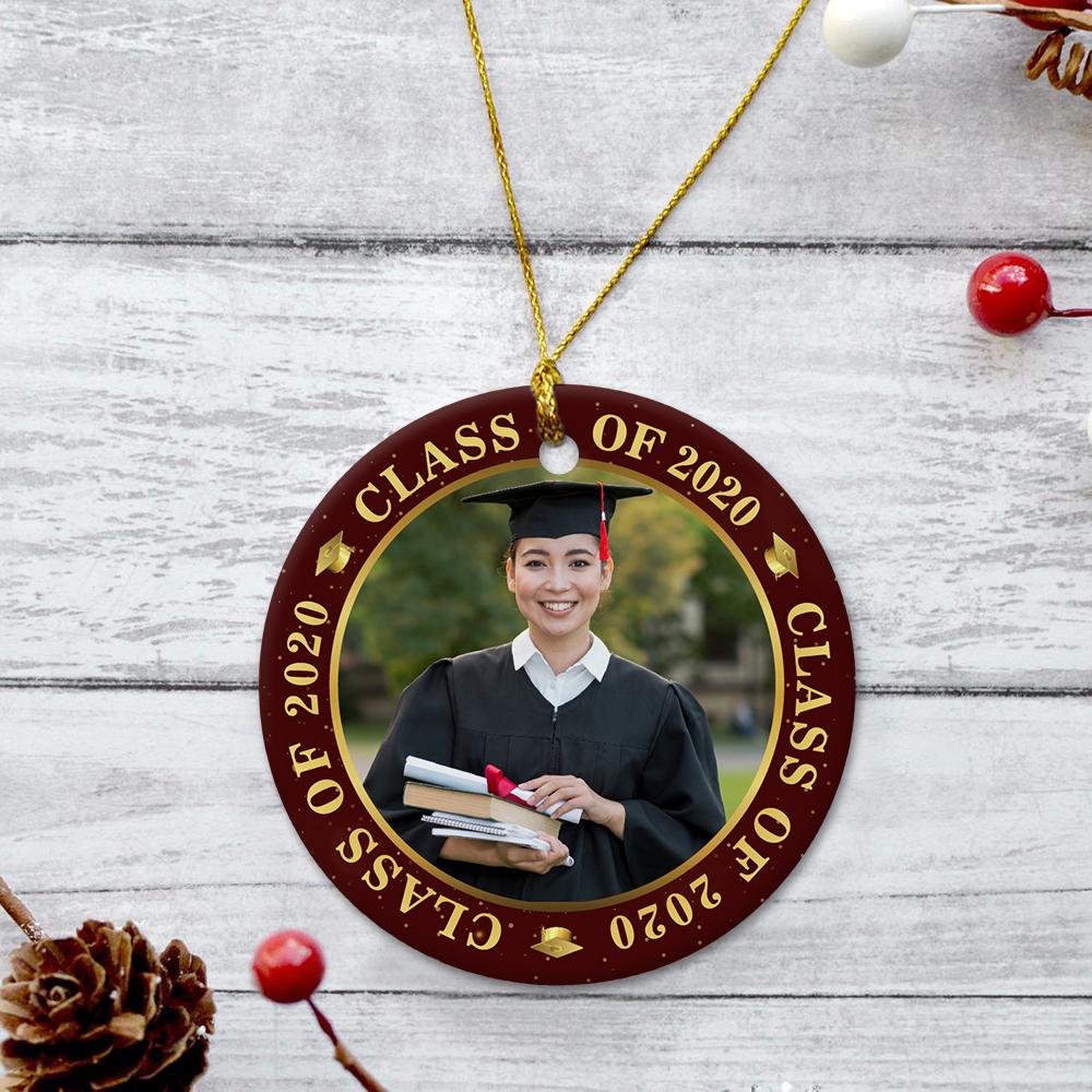 Class Of 2020 Custom Upload Photo Decorative Christmas Circle Ornament 2 Sided