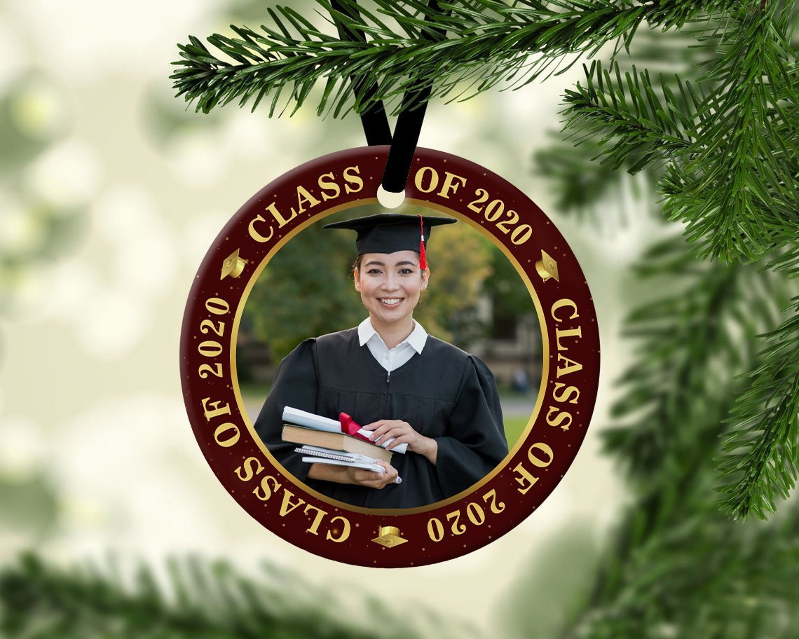 Class Of 2020 Custom Upload Photo Decorative Christmas Circle Ornament 2 Sided