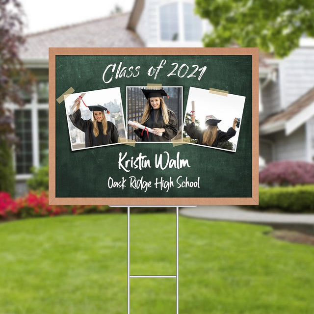 Class Of 2021, Custom Photo, 3 Pictures, Personalized Text Yard Sign
