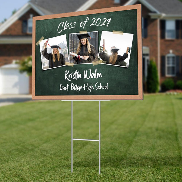 Class Of 2021, Custom Photo, 3 Pictures, Personalized Text Yard Sign
