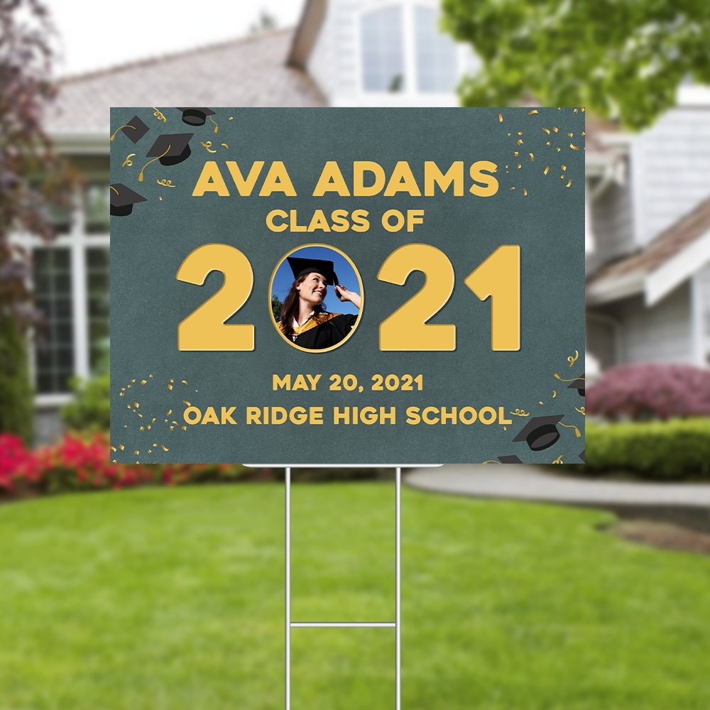 Class Of 2021, Custom Photo, Custom Name And Text Yard Sign