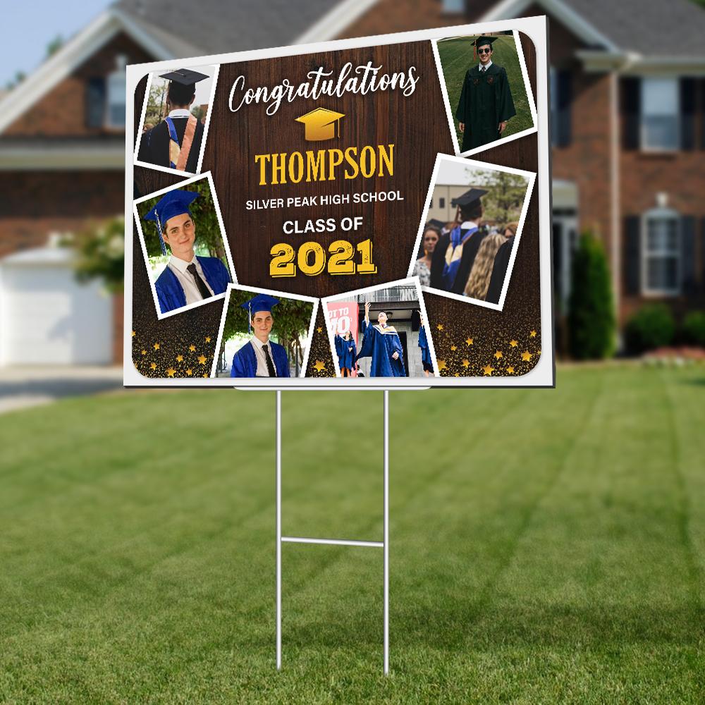 Congratulations, Class Of 2021, Custom Photo, 6 Pictures, Personalized Text Yard Sign