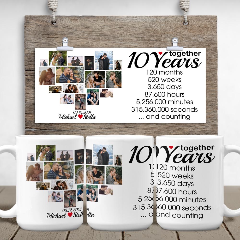 Custom 10th Years Together Photo Collage White Mug