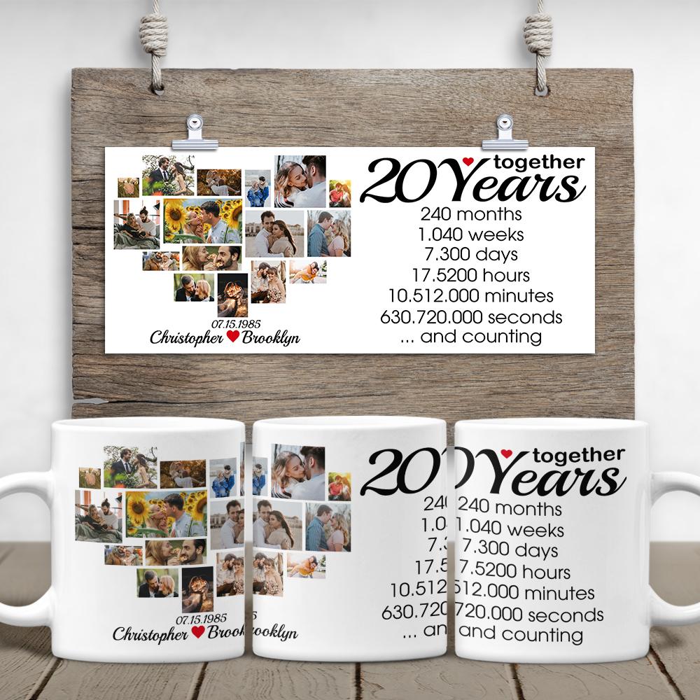Custom 20th Years Together Photo Collage White Mug