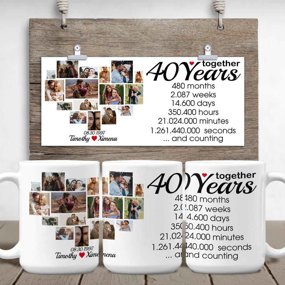 Custom 40th Years Together Photo Collage White Mug