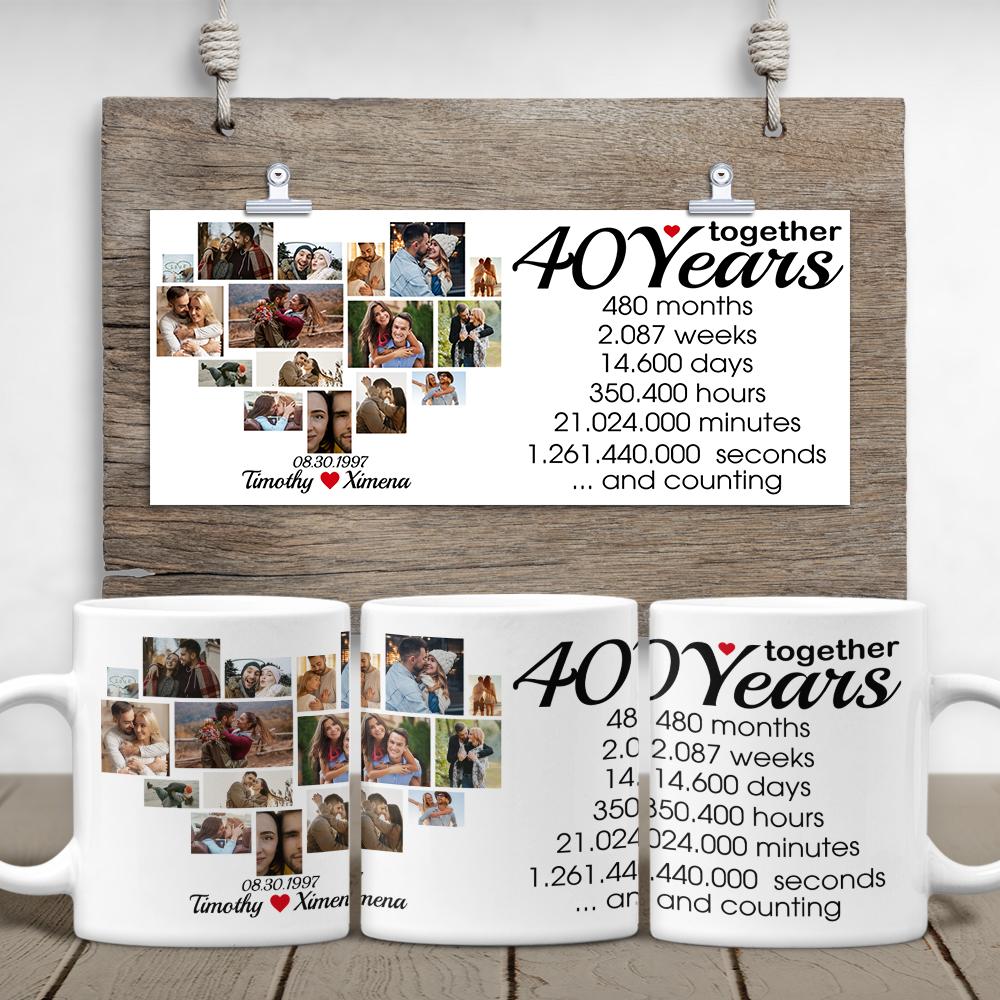 Custom 40th Years Together Photo Collage White Mug