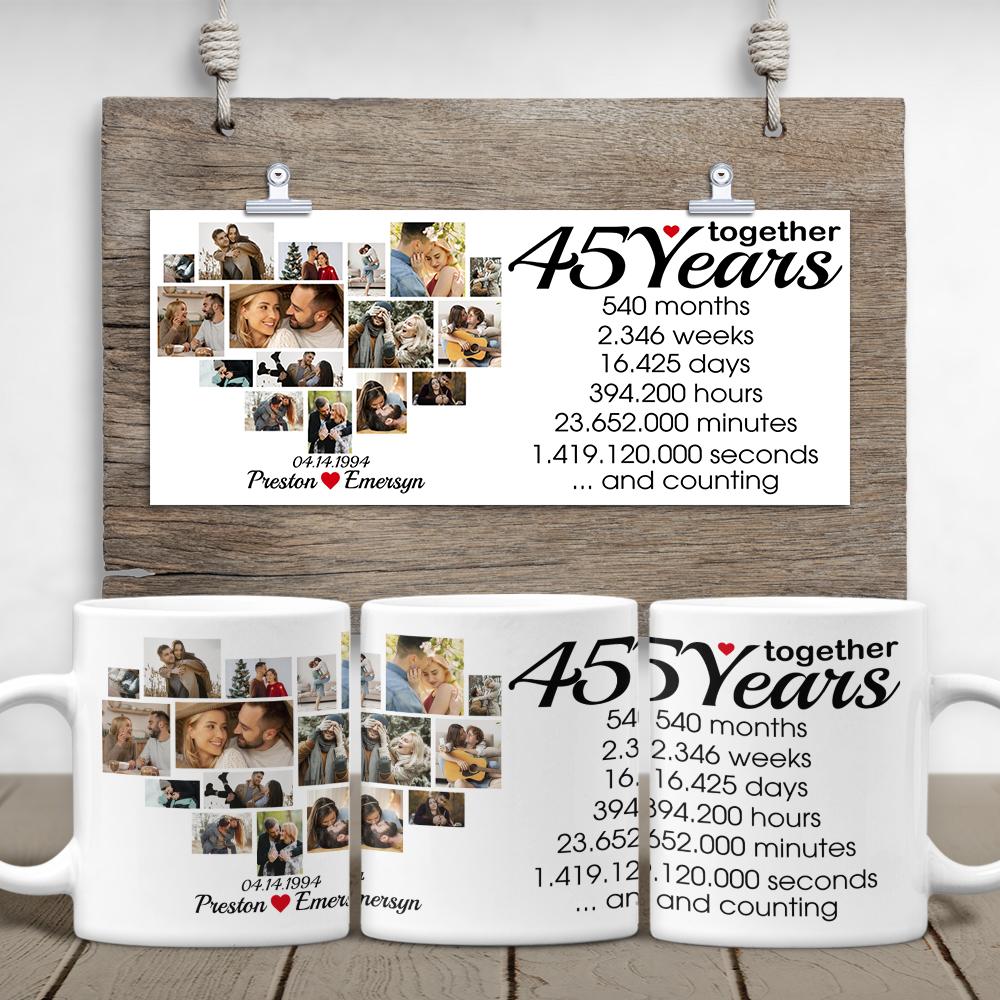 Custom 45th Years Together Photo Collage White Mug