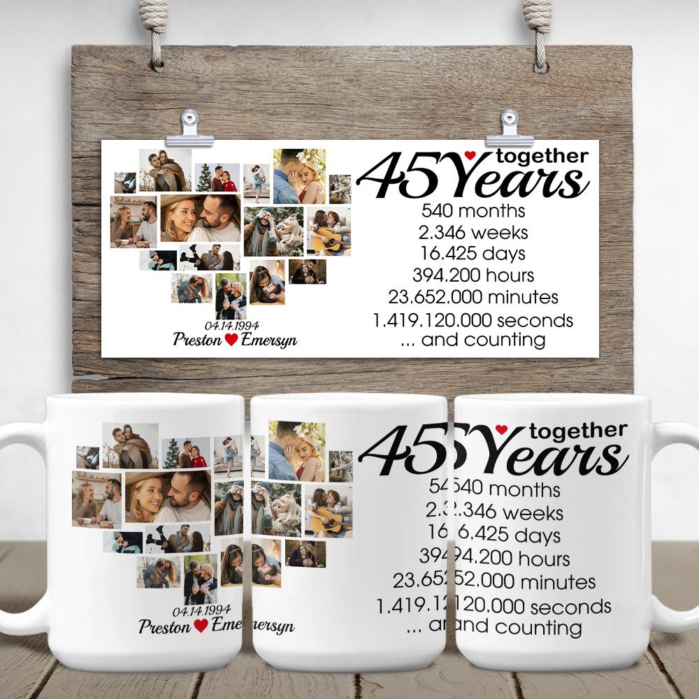 Custom 45th Years Together Photo Collage White Mug