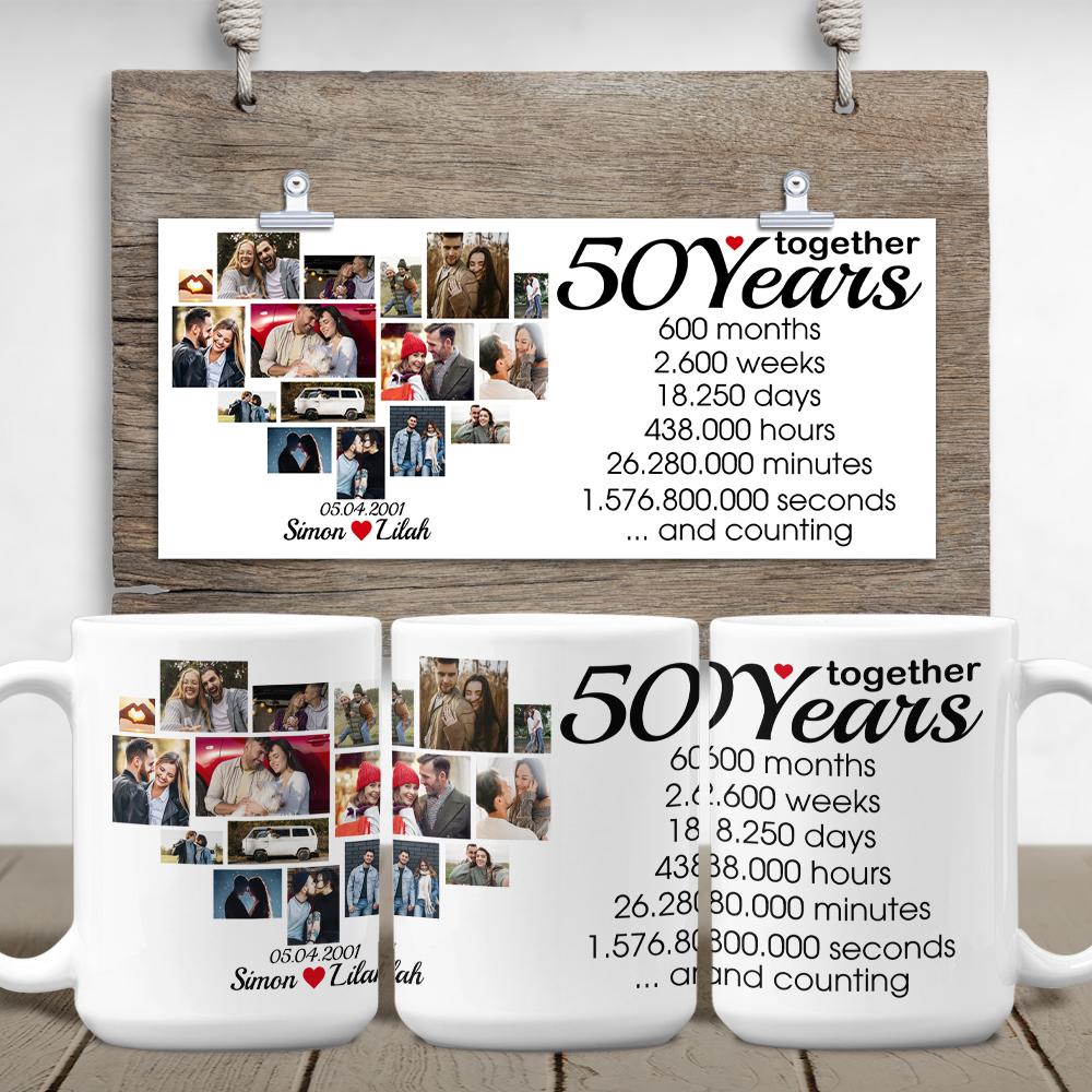 Custom 50th Years Together Photo Collage White Mug