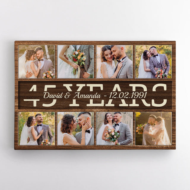 Custom Anniversary By Year, Personalized Text And Photo, Canvas Wall Art