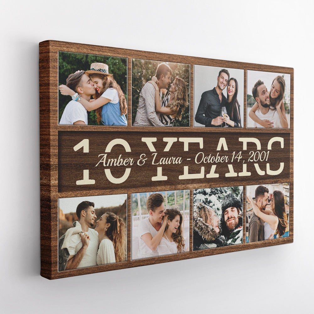 Custom Anniversary By Year, Personalized Text And Photo, Canvas Wall Art