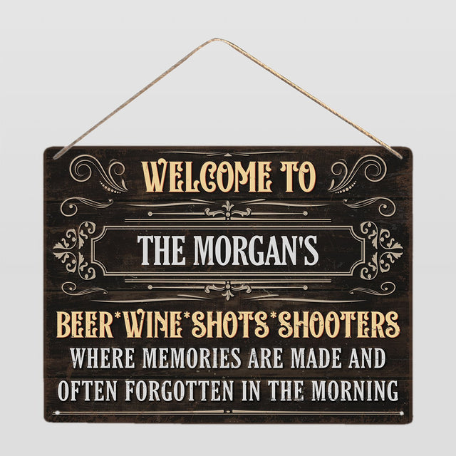 Custom Bar Sign, Beer Wine Shots Shooters