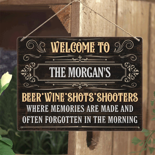 Custom Bar Sign, Beer Wine Shots Shooters