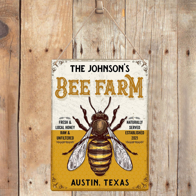 Custom Bee Farm Sign, Fresh & Local Honey Raw & Unfiltered
