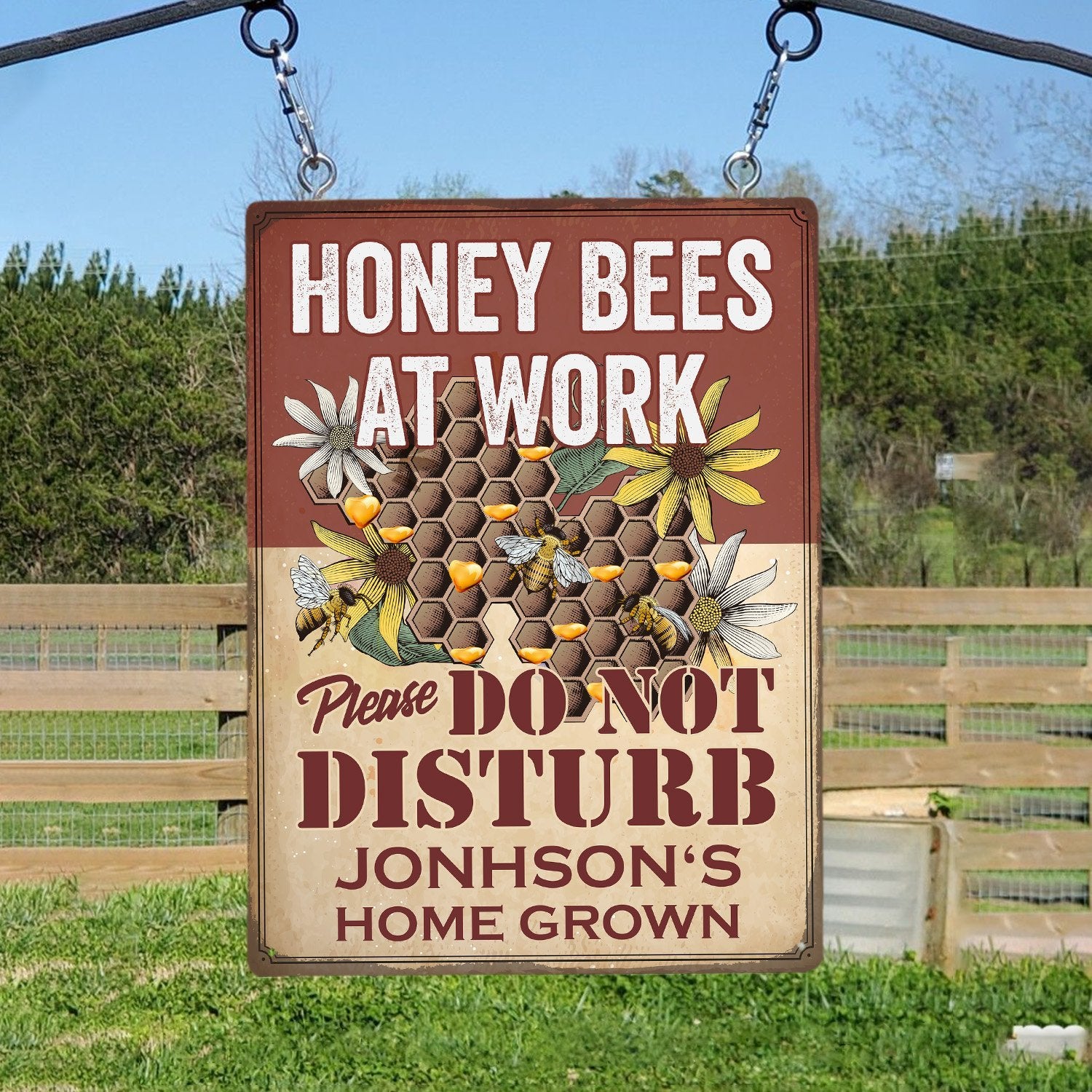 Custom Bee Farm Sign, Honey Bee At Work, Please Do Not Disturb