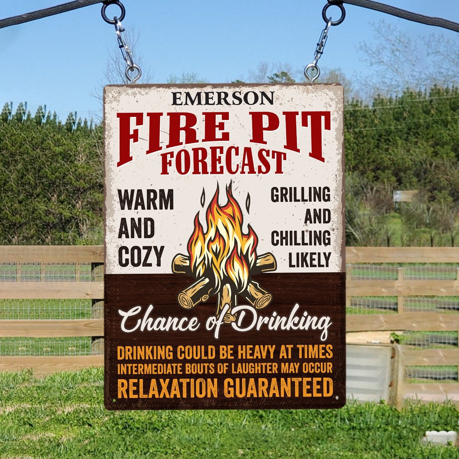 Custom Camp Sign, Fire Pit Forecast Warm And Cozy Grilling And Chilling Likely