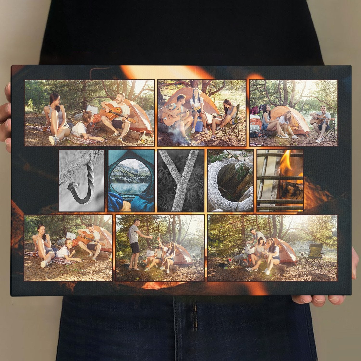 Custom Camping, Outdoor Name Art And Upload Photo, Canvas Wall Art