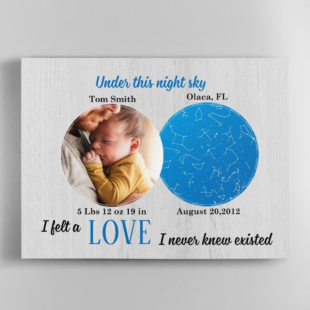 Custom Canvas For Son/Daughter Grey Wood Style Background - " Under This Night Sky I Felt A Love I Never Knew Existed "