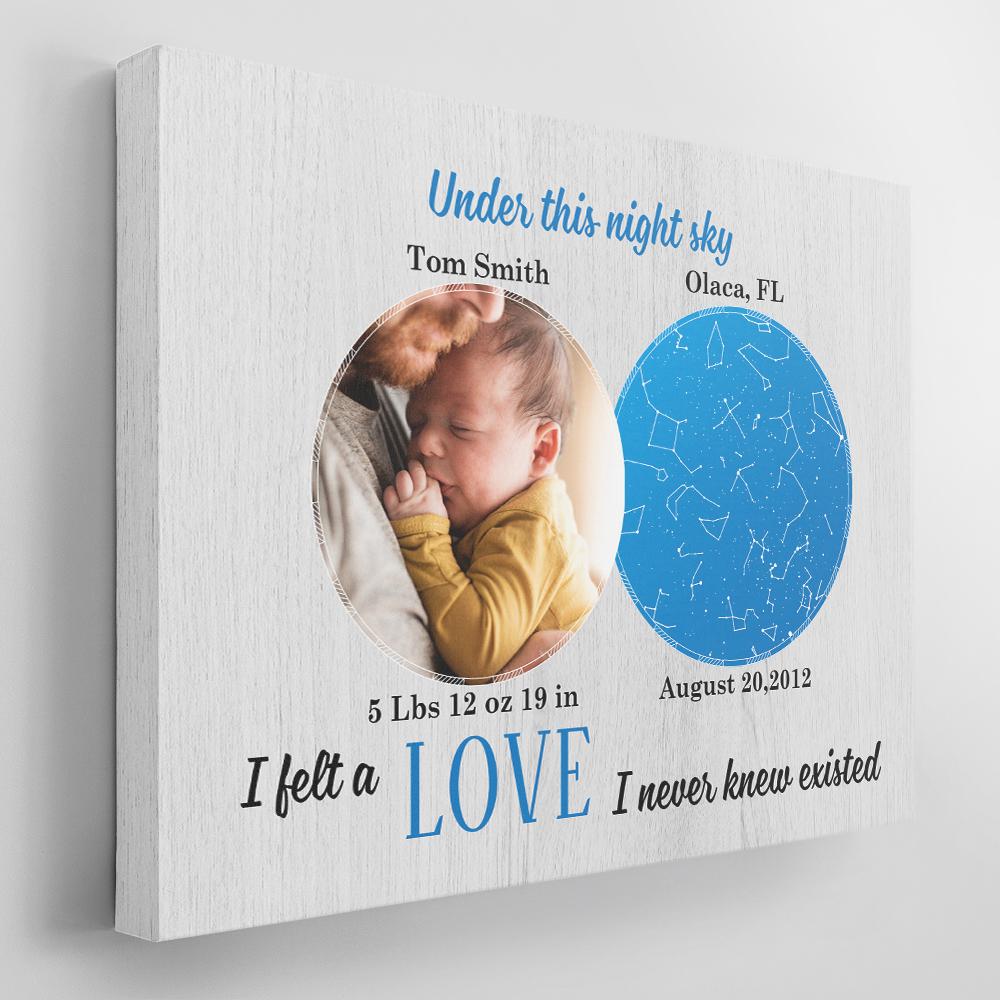 Custom Canvas For Son/Daughter Grey Wood Style Background - " Under This Night Sky I Felt A Love I Never Knew Existed "