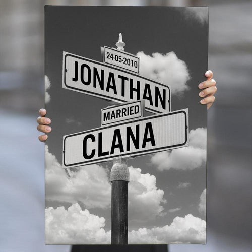 Custom Intersection Street Sign Canvas Print | Best Vintage Wall Decor