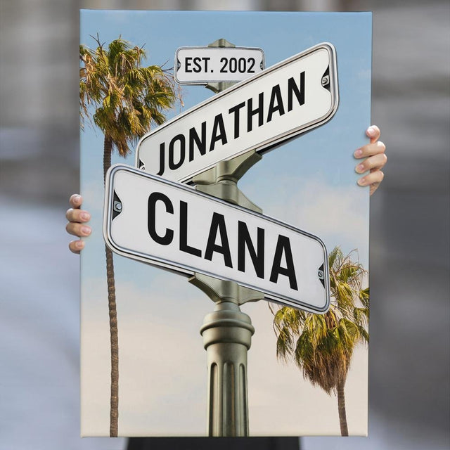 Custom Canvas Intersection Street Sign 2 Names