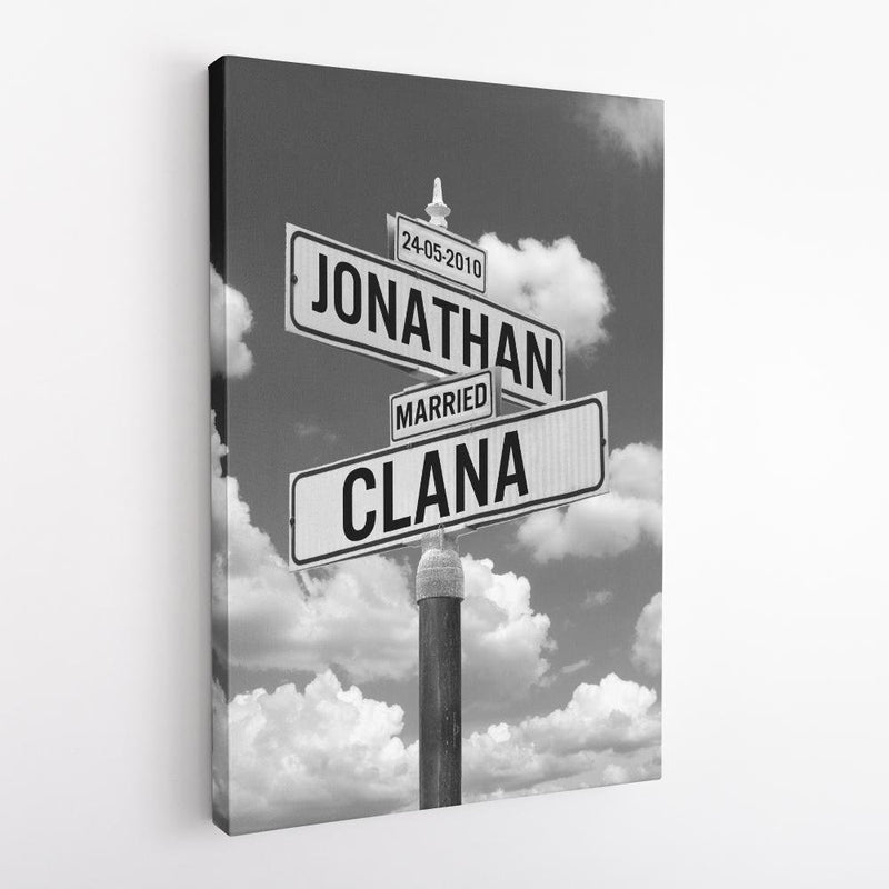 Custom Intersection Street Sign Canvas Print | Best Vintage Wall Decor