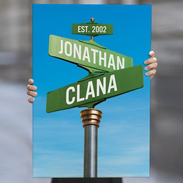 Custom Canvas Intersection Street Sign 2 Names