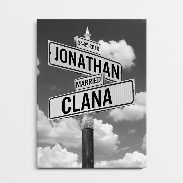 Custom Canvas Intersection Street Sign 2 Names