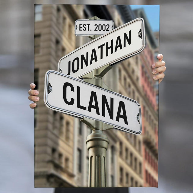 Custom Canvas Intersection Street Sign 2 Names