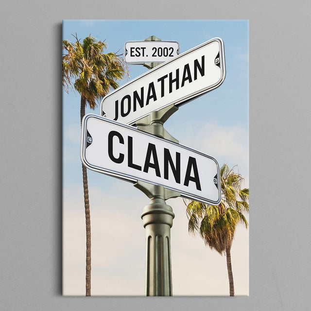 Custom Canvas Intersection Street Sign 2 Names