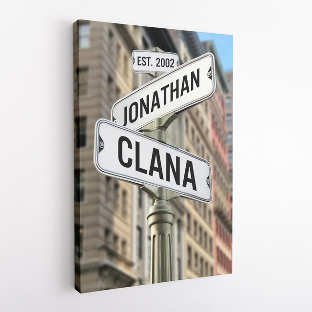 Custom Canvas Intersection Street Sign 2 Names