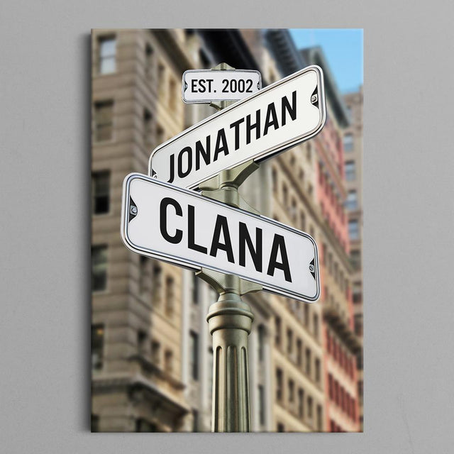 Custom Canvas Intersection Street Sign 2 Names