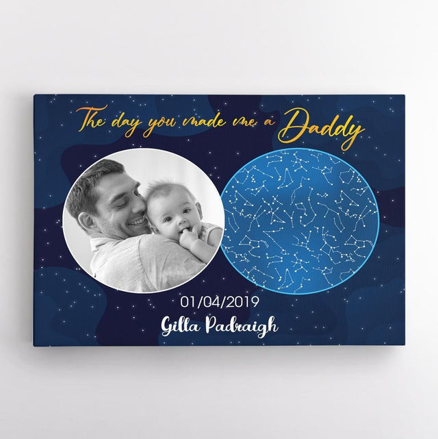 Custom Canvas Star Map Navy Background - "The Day You Made Me A Daddy"