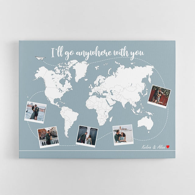 Custom Canvas World Map Couples Travel Map - Gift For Couples