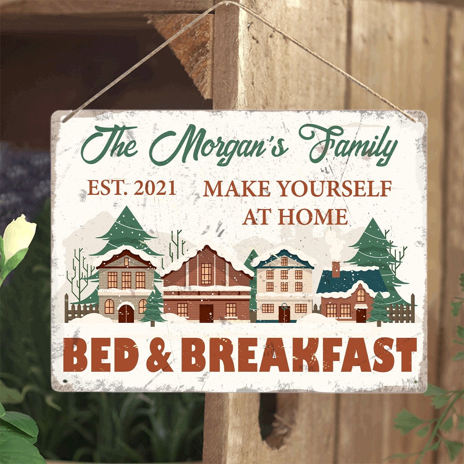 Custom Christmas Bed and Breakfast Sign, Make Yourself At Home