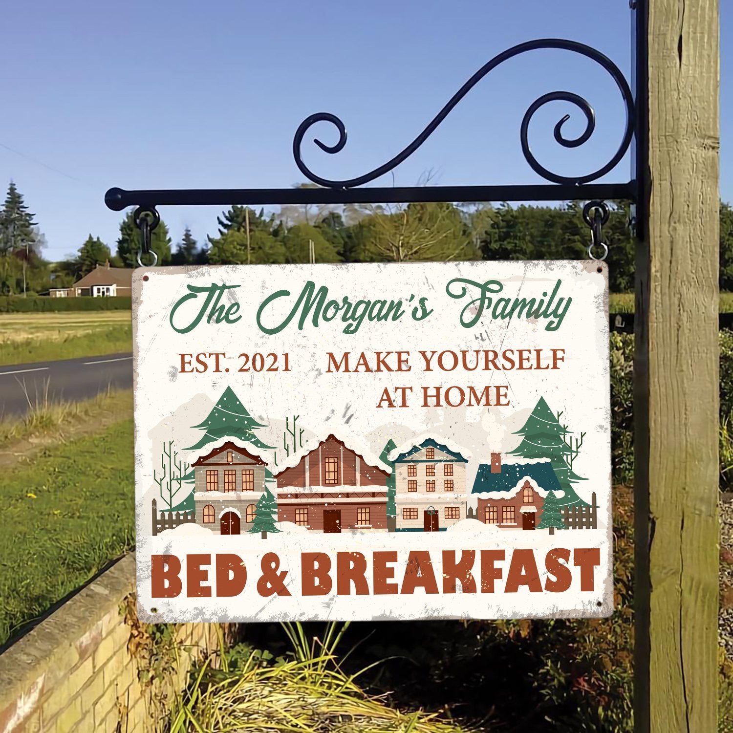 Custom Christmas Bed and Breakfast Sign, Make Yourself At Home