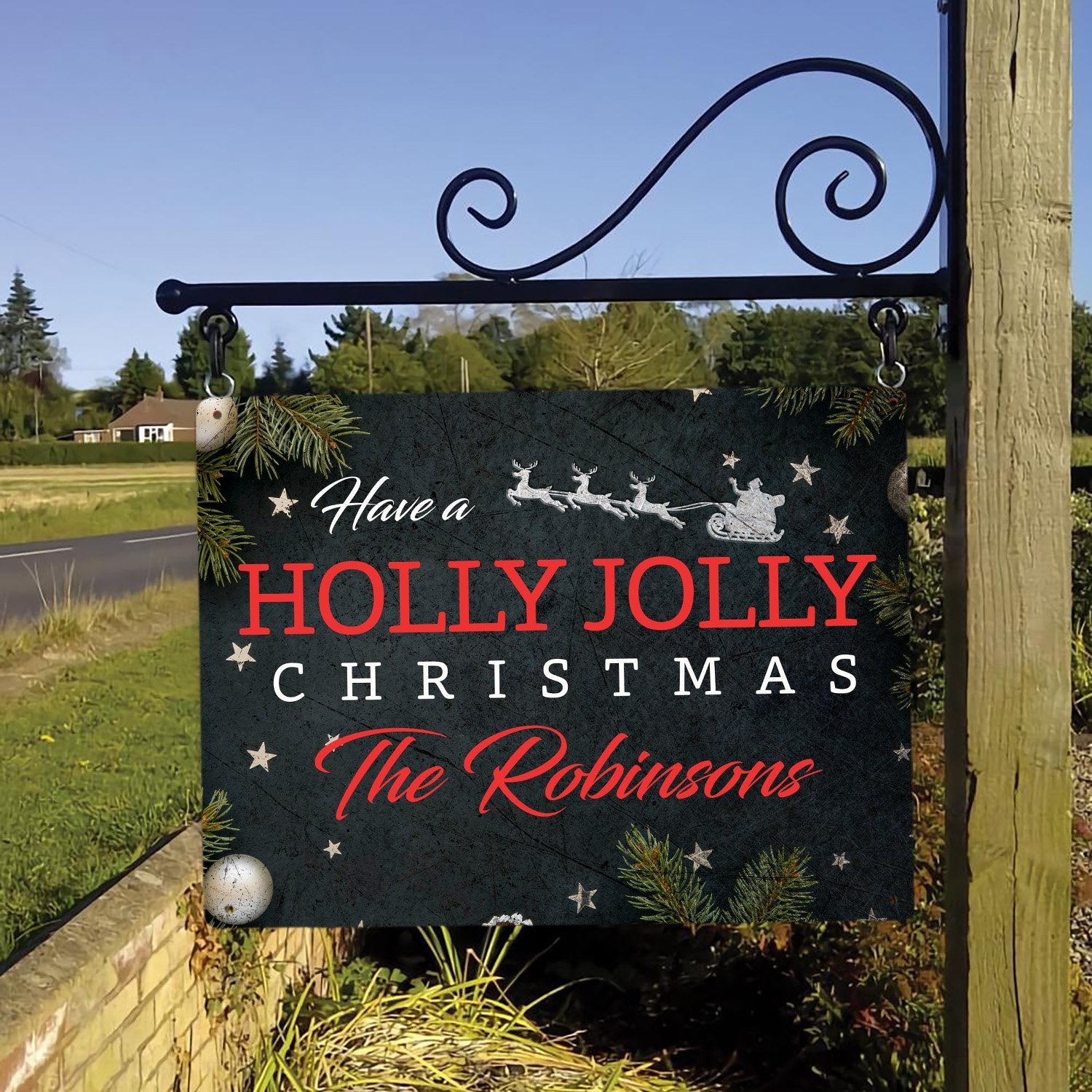 Custom Christmas Sign, Have A Holly Jolly Christmas, Personalized Family Name