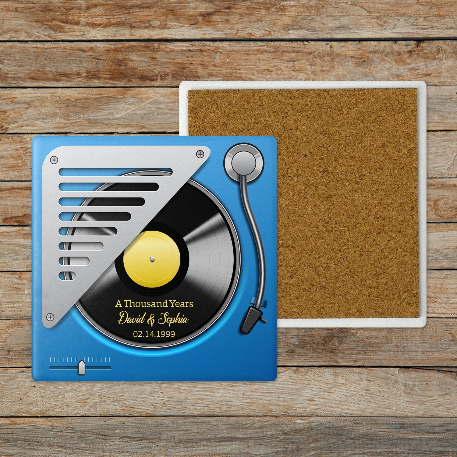 Custom Coasters, LP Player, Stone Coasters Set Of 4, Personalized Name And Date