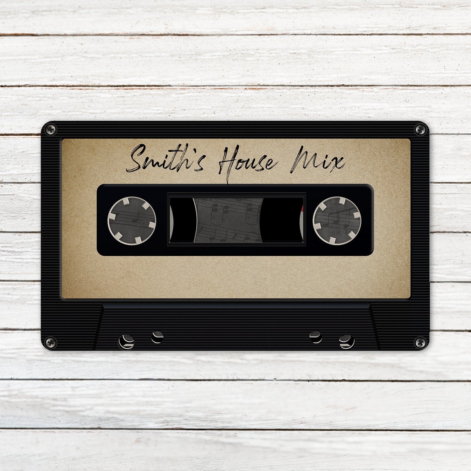Custom Doormat, Personalized Family Name, Black Cassette Tape