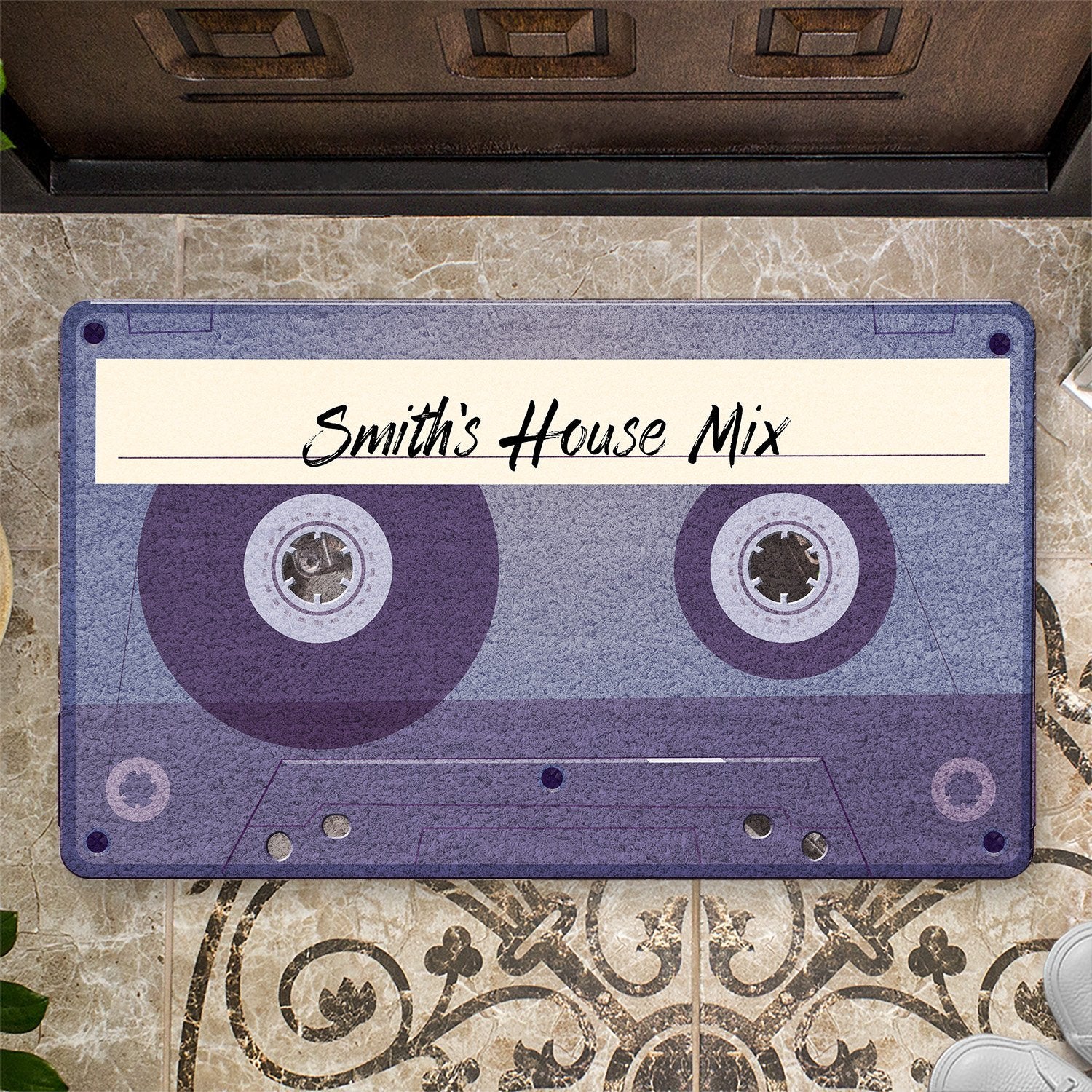 Custom Doormat, Personalized Family Name, Cassette