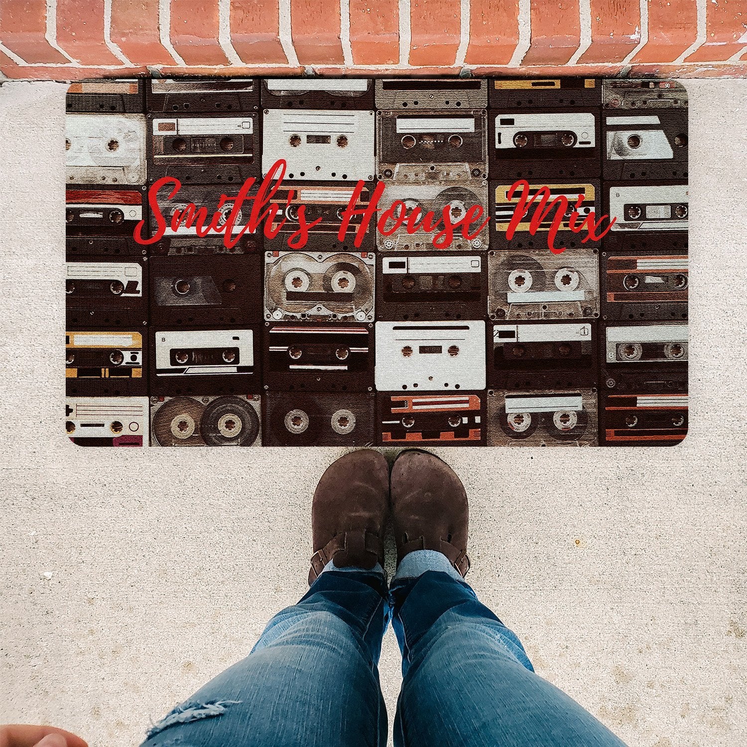 Custom Doormat, Personalized Family Name, Cassette Collections