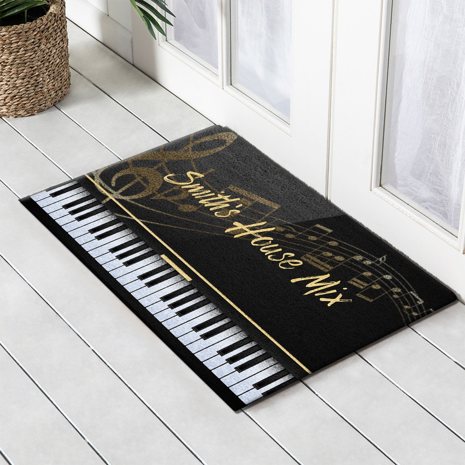 Custom Doormat, Personalized Family Name, Piano Art