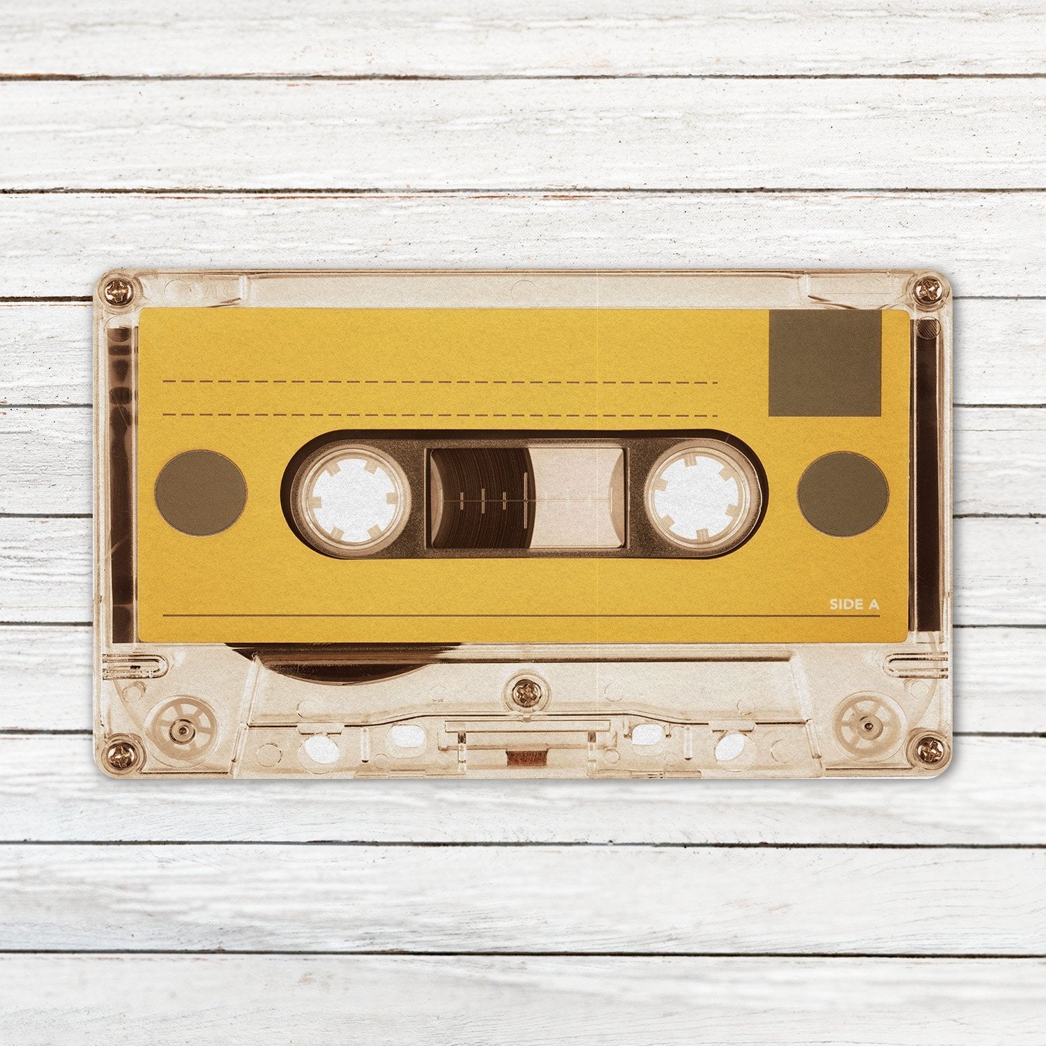 Custom Doormat, Personalized Family Name, Yellow Cassette Player