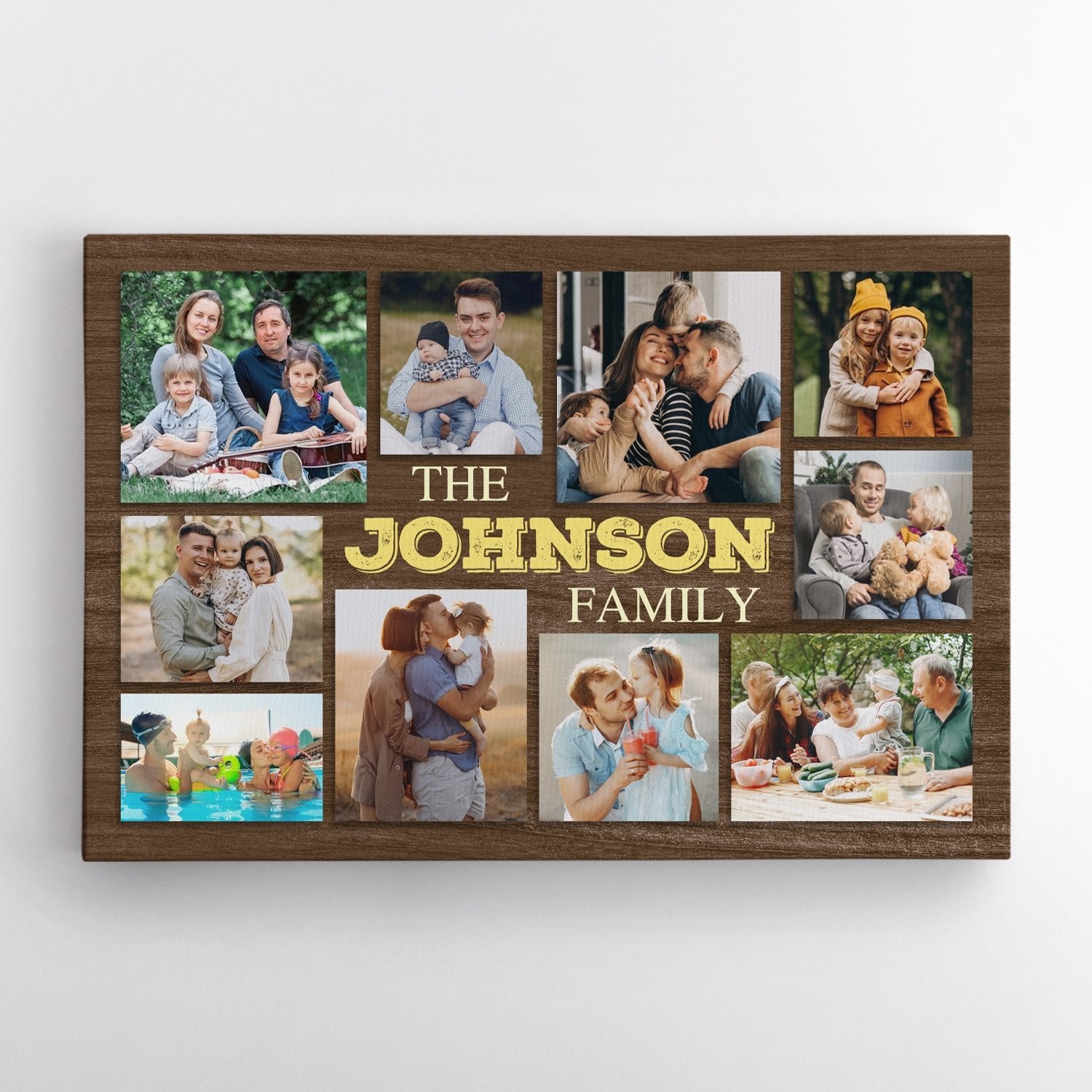 Custom Family Photo, Personalized Name Canvas Wall Art