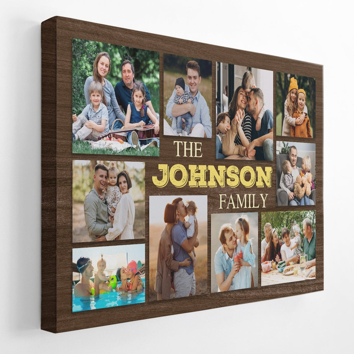 Custom Family Photo, Customizable Name Canvas Wall Art