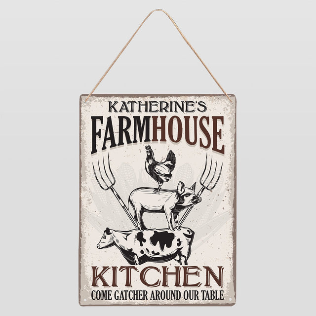 Custom Farm Sign, Kitchen Come Catcher Around Our Table