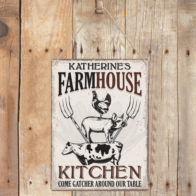 Custom Farm Sign, Kitchen Come Catcher Around Our Table