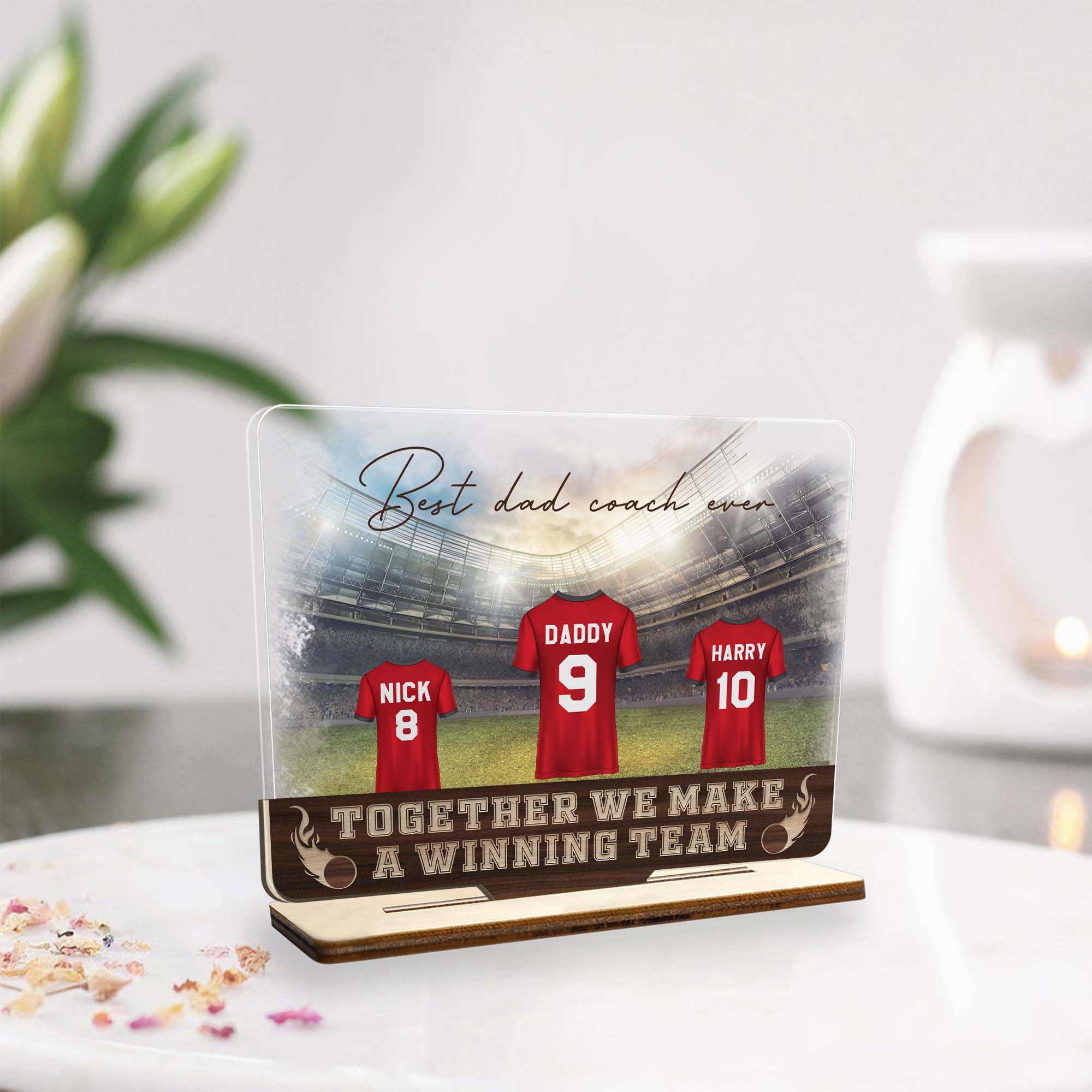 Custom Football Print, Personalized Name, Wooden Plaque 3 Layers