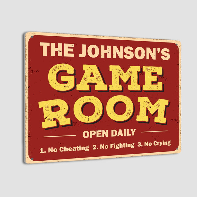 Custom Game Room Sign, Open Daily, No Cheating, No Fighting, No Crying