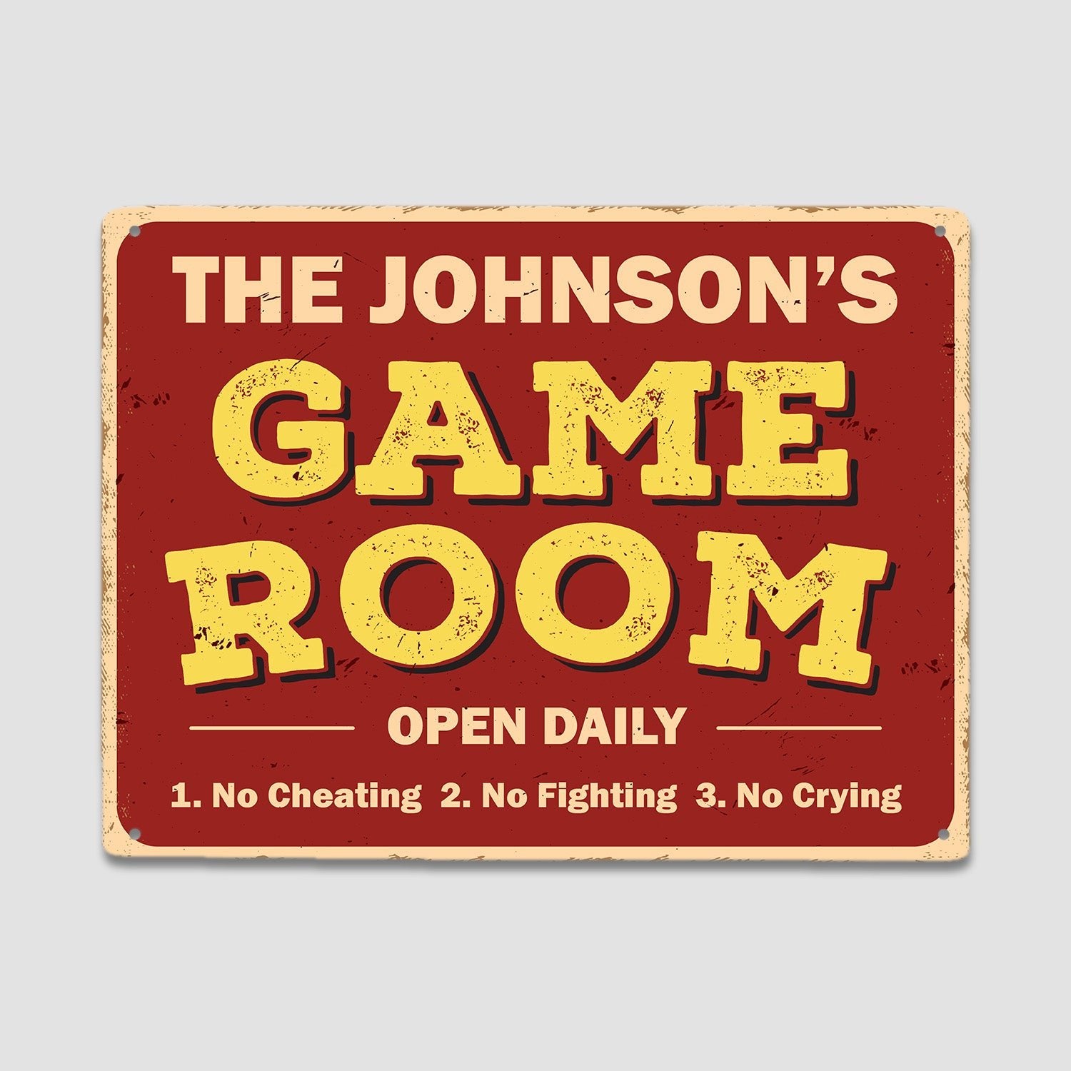 Custom Game Room Sign, Open Daily, No Cheating, No Fighting, No Crying